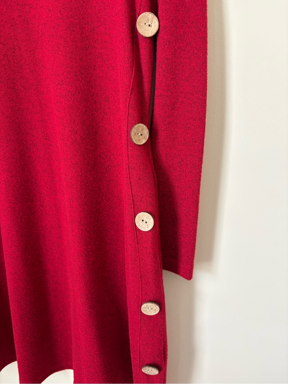 Red Button-Side Knit Dress - Picture 2 of 7